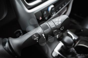 Multi functional wipers mode selector, modern car interior details