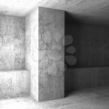 Abstract square cg architectural background. Empty concrete room. 3d render illustration