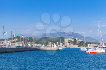 Port of Ajaccio, the capital city of Corsica, French island in Mediterranean Sea