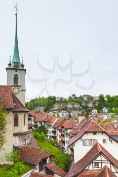 Bern old town, Switzerland. Cityscape with Nydeggkirche spire