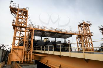 Railway ramp for industrial Ro-Ro ships loading. Varna rail ferry complex, Bulgaria