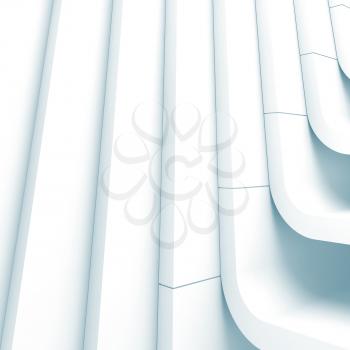 Blue toned abstract architecture background, curved stairs structure. 3d render illustration