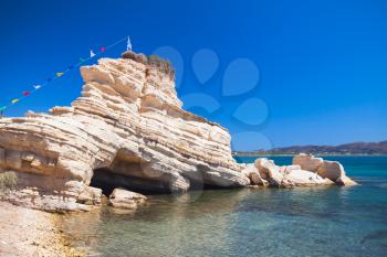 Coastal rocks of Agios Sostis. Zakynthos island, Greece. Popular touristic destination for summer vacations