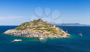 Small island in bay Agios Nikolaos. Zakynthos island, Greece. Popular touristic destination for summer vacations