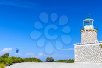Skinari Lighthouse, it was manufactured in 1897, located In Zante Island above Cape Skinari