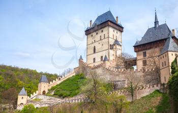 Karlstejn castle, founded 1348 CE by Charles IV, Holy Roman Emperor-elect and King of Bohemia. Located in Karlstejn village, Czech Republic