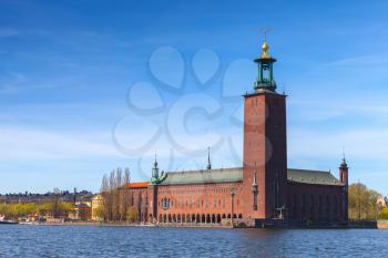 Stockholm City Hall, exterior of the building of the Municipal Council for the City of Stockholm in Sweden
