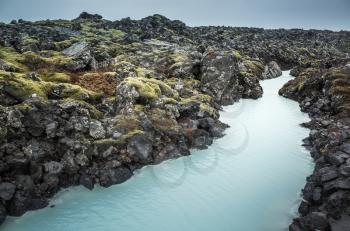 Iceland, Blue lagoon canal. This geothermal spa is one of the most visited attractions in Iceland