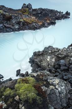 Iceland, Blue lagoon vertical landscape. This geothermal spa is one of the most visited attractions in Iceland