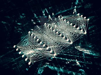 Artificial deep neural network, digital background, 3d illustration