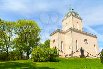 Suomenlinna Church exterior. It was built as an Eastern Orthodox garrison church for the Russian troops of Suomenlinna sea fortress in 1854