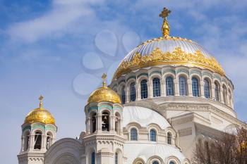 Orthodox Naval cathedral of St. Nicholas. Built in 1903-1913, the main church of the Russian Navy. Kronshtadt, St.Petersburg, Russia