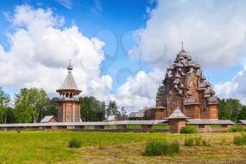 Russian wooden Church of the Intercession. Nevsky forest Park. St.-Petersburg