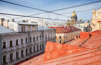 Saint-Petersburg, Russia. Cityscape panorama of old central city part, view from a roof