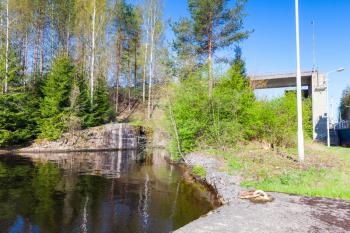 Old gateway of Tsvetochnoye lock on the Saimaa Canal, a transportation canal that connects lake Saimaa with the Gulf of Finland near Vyborg, Russia
