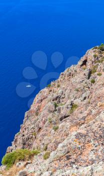 Vertical landscape of Capo Rosso, Piana region, South Corsica, France