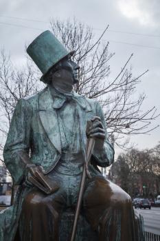 Bronze statue of fairytale author Hans Christian Andersen. Copenhagen, Denmark