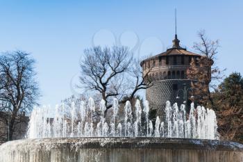 Fountain near Sforza Castle. Milan, Italy. It was built in the 15th century
