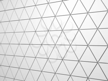 Abstract white digital background with triangles pattern on wall, 3d illustration