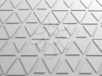Abstract empty white wall background with triangles pattern, 3d render illustration
