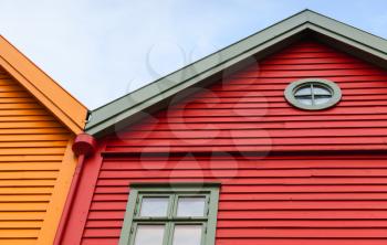 Traditional Norwegian colorful wooden houses, Bergen Bryggen, Norway