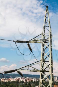Transmission power structure. Steel lattice tower, used to support an overhead power line