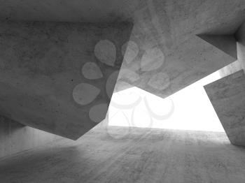 Abstract empty gray concrete room interior, minimal architectural background. 3d render illustration