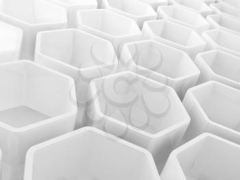 Abstract white honeycomb structure background, 3d render