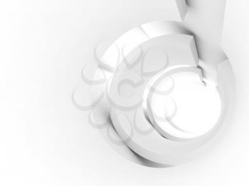 Abstract white round tunnel, digital background, 3d render illustration