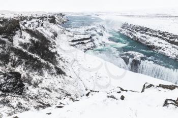 Gullfoss waterfall landscape, popular natural landmark of Iceland