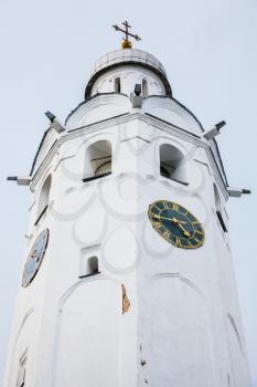 Upper part of Evfimievskaya bell tower. Veliky Novgorod, Russia. It was built in 1463