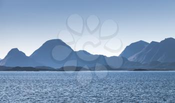 Coasal mountains, empty Norwegian landscape, background photo