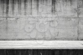Abstract empty industrial interior, concrete wall and floor, front view background