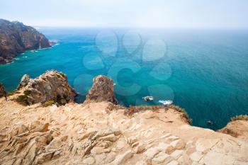 Coastal rocks of Cabo da Roca, the Westernmost point Portugal and Europe