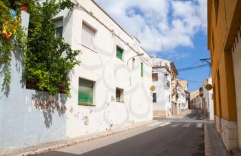 Street view with ordinary living houses in old part of Calafell, Spanish resort town