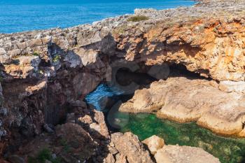 Boca do Inferno. Hell's Mouth chasm located in seaside cliffs. Natural landmark of Cascais city in the District of Lisbon, Portugal