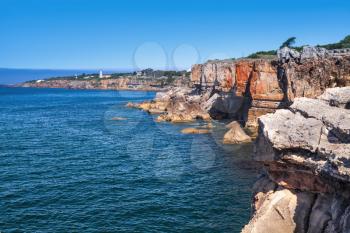 Boca do Inferno. Seaside cliffs with the Hell's Mouth chasm. Popular touristic landmark of Cascais city in the District of Lisbon, Portugal