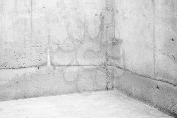 Abstract white concrete interior fragment. Empty room, corner of gray stone walls and floor
