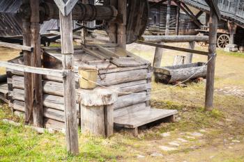 Old wooden well in Russian village