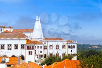 The Palace of Sintra in summer. Town Palace is located in Sintra, Lisbon District, Portugal