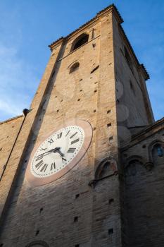 Clock tower. San Agostino cathedral. Fermo, Italy