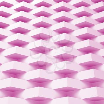 Square abstract digital background, geometric relief pattern. Pink toned 3d render illustration