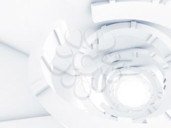 Abstract white interior, futuristic digital tunnel background, 3d illustration