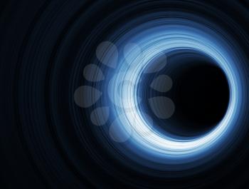 Abstract digital background, tunnel of blue glowing rings, 3d illustration