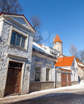 Street view on old town of Tallinn, Estonia