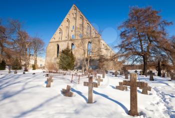 Old cemetery of St. Brigitta convent in Pirita region, Tallinn, Estonia