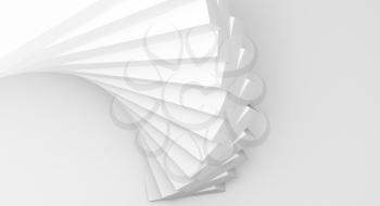 Abstract white parametric spiral wall installation, 3d rendering illustration 