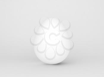 White chicken egg with soft shadow, standing over white background, 3d rendering illustration