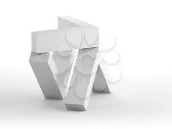 Abstract equilibrium still life installation with three corners standing on white background. 3d rendering illustration