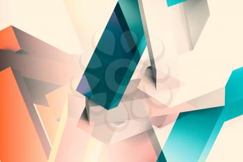 Abstract colorful low poly cgi background, digital graphic pattern with double exposure effect. 3d rendering illustration